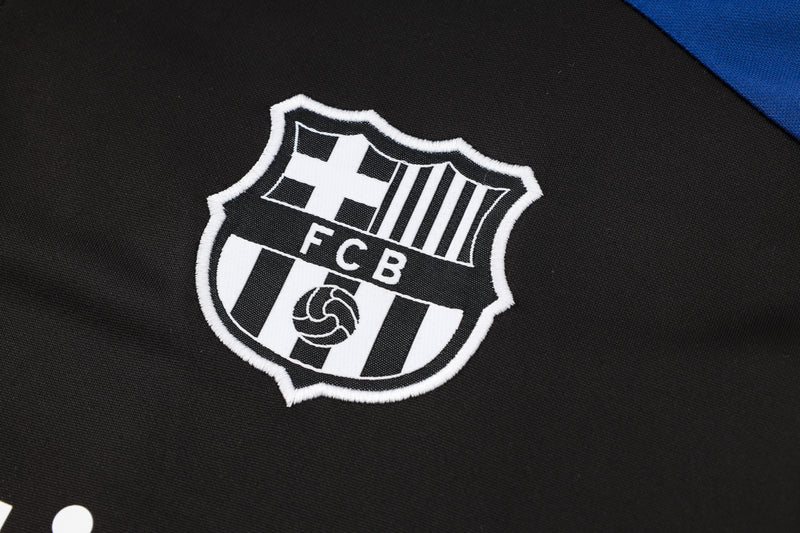 23/24 Conjunto Treino Barcelona - Frio Zíper Curto - Preto