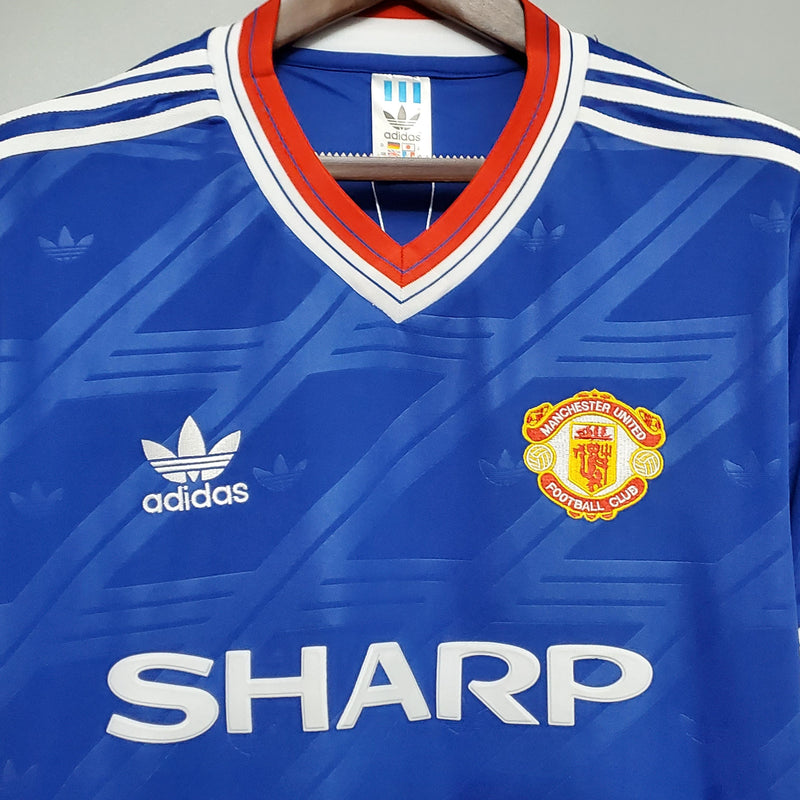 Camisa Retrô Manchester United 1986/1988 III Third - Azul - Adidas