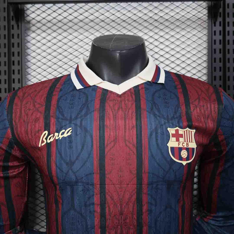 Camisa Barcelona 2025/26 Edição Especial Retrô - Jogador Manga Longa