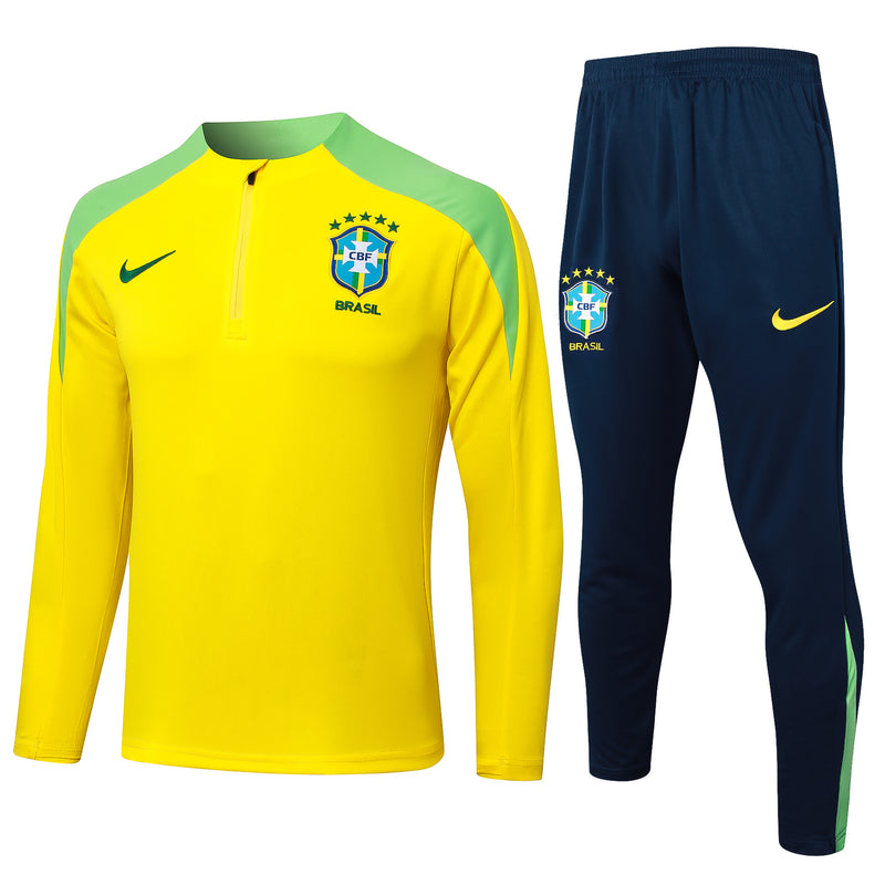 24/25 Conjunto Treino Brasil - Frio Zíper Curto - Amarelo