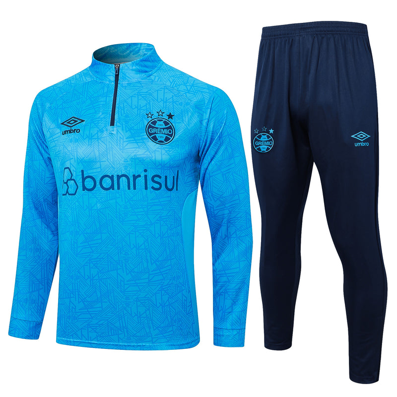 24/25 Conjunto Treino Grêmio - Frio Zíper Curto - Azul Celeste