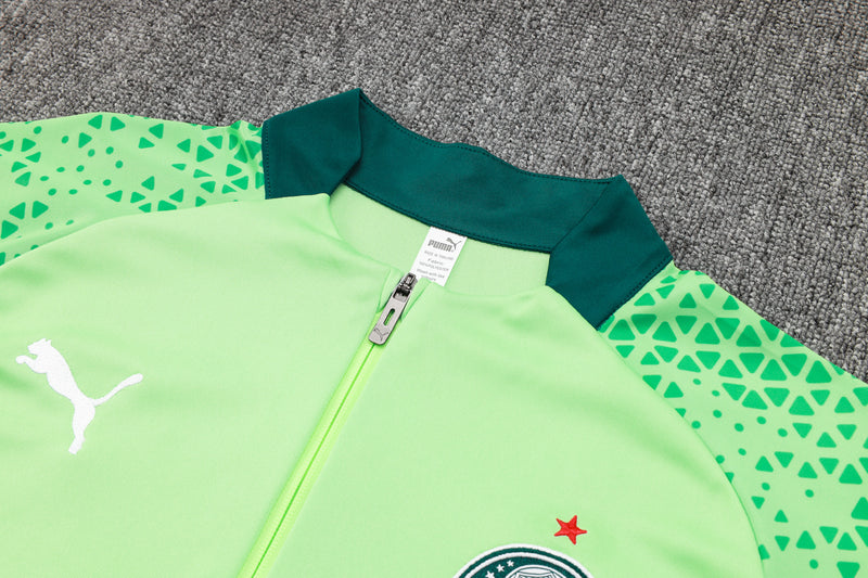 24/25 Conjunto Treino Palmeiras - Frio Zíper Curto - Verde Claro