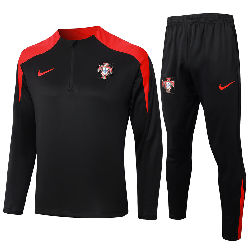 24/25 Conjunto Treino Portugal - Frio Zíper Curto - Preto