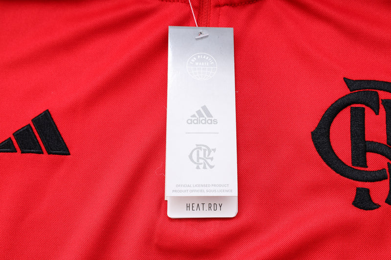 23/24 Conjunto Treino Flamengo - Frio Zíper Curto - Todo Vermelho
