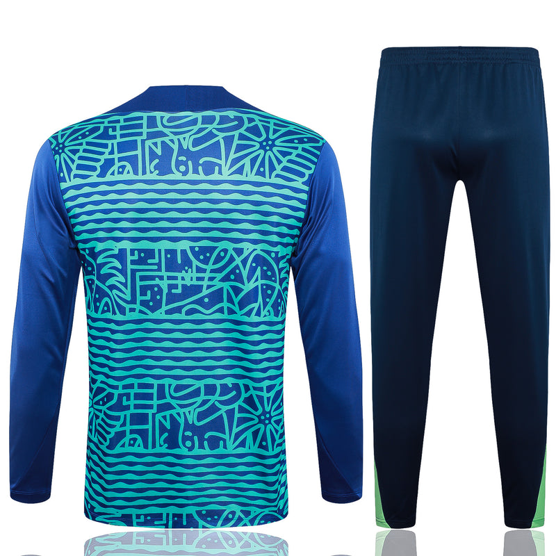 24/25 Conjunto Treino Brasil - Frio Zíper Curto - Azul