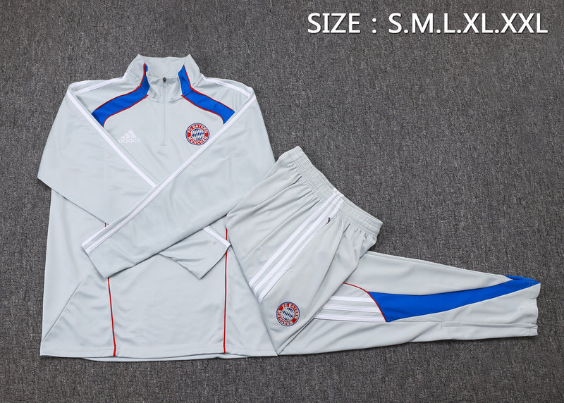 25/26 Conjunto Treino Bayern de Munique - Frio Zíper Curto - Cinza