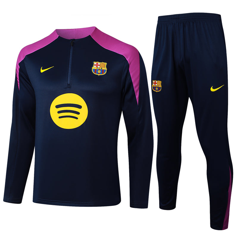25/26 Conjunto Treino Barcelona - Frio Zíper Curto - Roxo Escuro