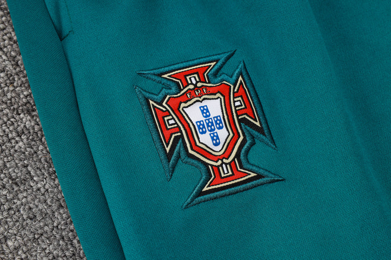 24/25 Conjunto Treino Portugal - Frio Zíper Curto - Verde Escuro