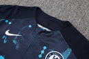 24/25 Conjunto Treino Chelsea - Frio Zíper Curto - Azul Escuro