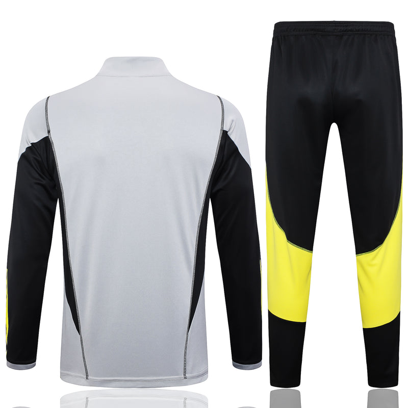 24/25 Conjunto Treino Flamengo - Frio Zíper Curto - Cinza e Verde