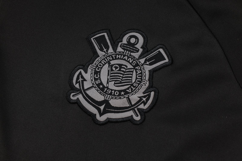 24/25 Conjunto Treino Corinthians - Frio Zíper Curto - Preto