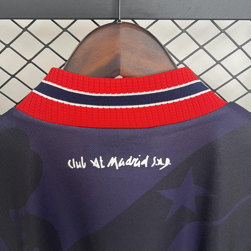 Camisa Retrô Atlético de Madrid 1995/1996 III Third Away - Preto Com Roxo