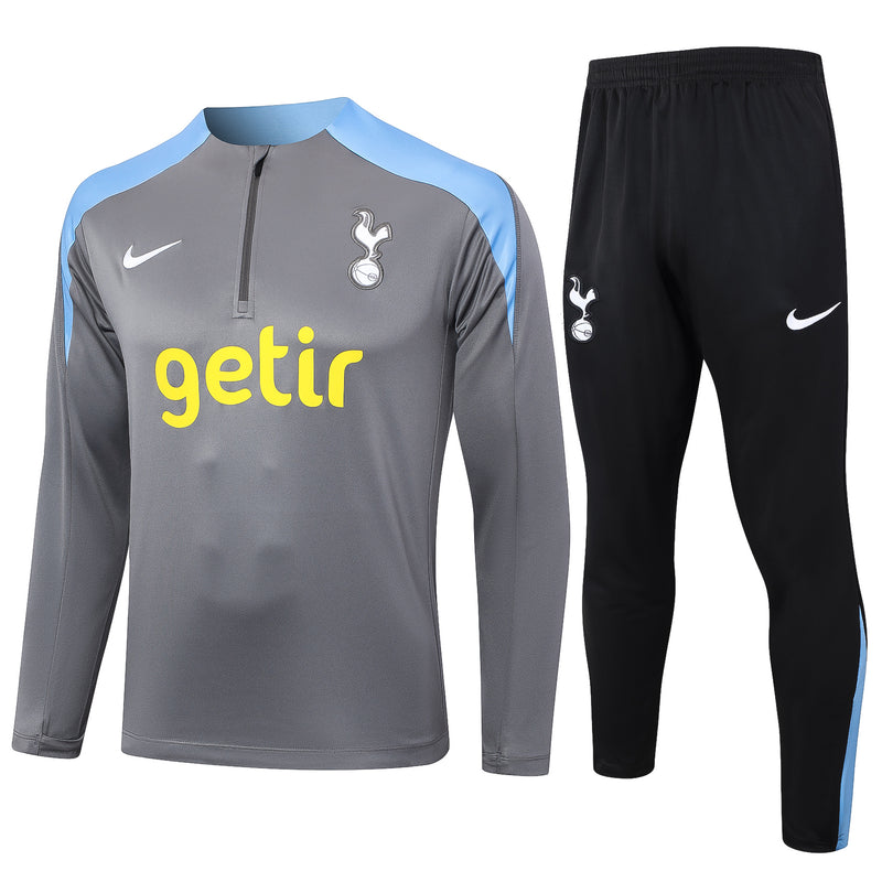 24/25 Conjunto Treino Tottenham - Frio Zíper Curto - Cinza