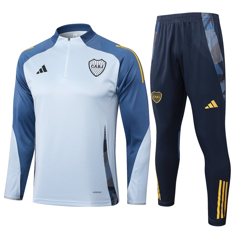 24/25 Conjunto Treino Boca Juniors - Frio Zíper Curto - Azul Claro