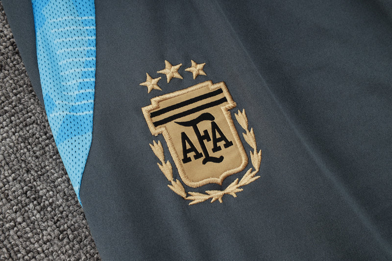 24/25 Conjunto Treino Argentina - Frio Zíper Curto - Cinza