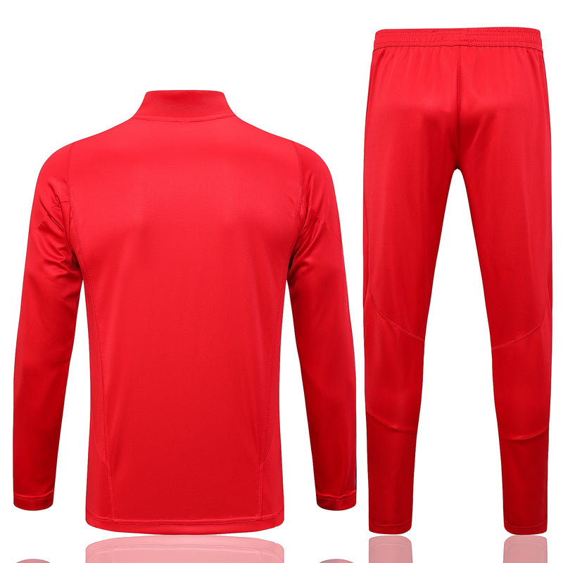 23/24 Conjunto Treino Flamengo - Frio Zíper Curto - Todo Vermelho