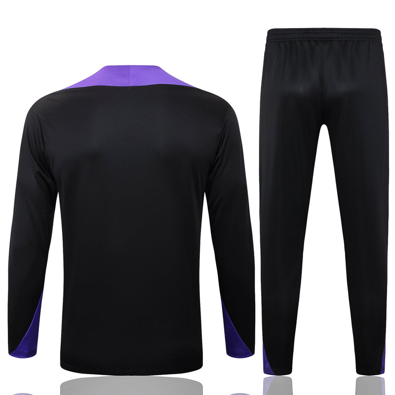 25/26 Conjunto Treino Barcelona - Frio Zíper Curto - Preto