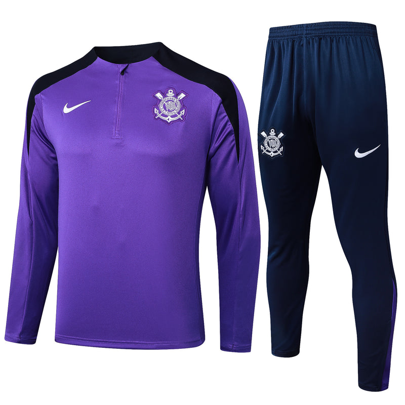 25/26 Conjunto Treino Corinthians- Frio Zíper Curto - Roxo