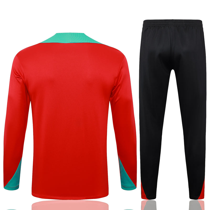 24/25 Conjunto Treino Portugal - Frio Zíper Curto - Vermelho