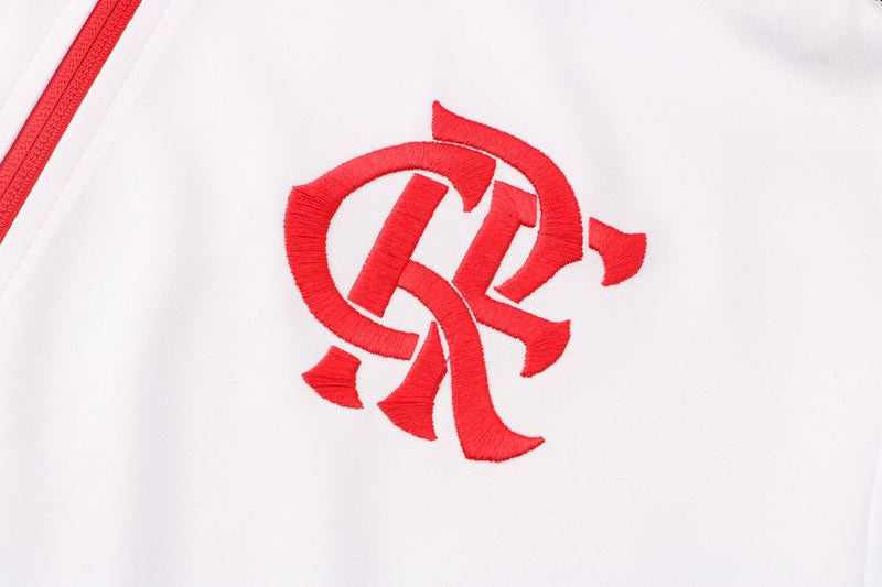21/22 Conjunto Treino Flamengo - Frio Zíper Longo - Branco