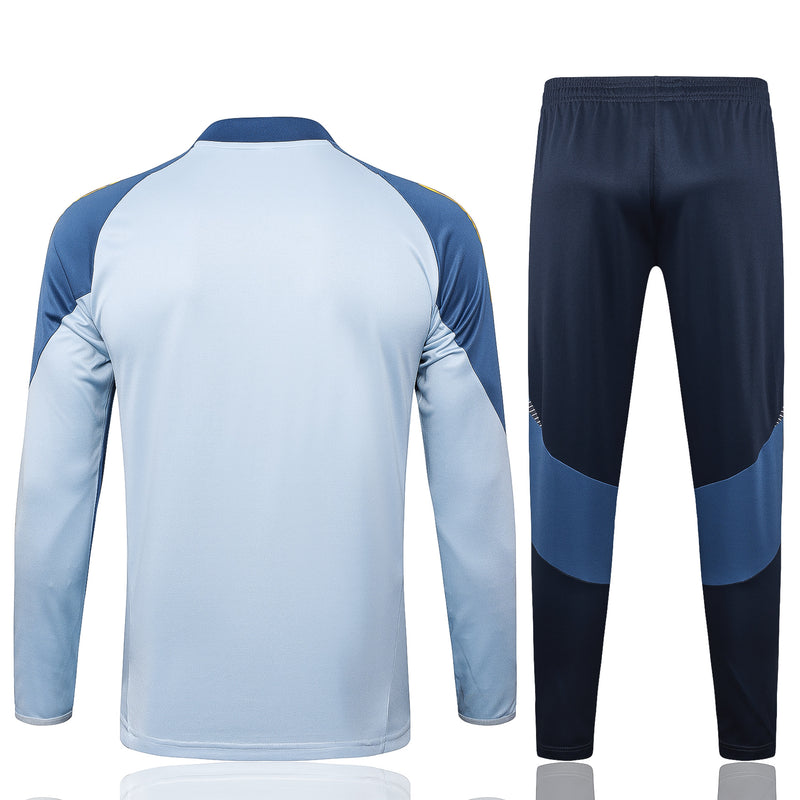 24/25 Conjunto Treino Boca Juniors - Frio Zíper Curto - Azul Claro