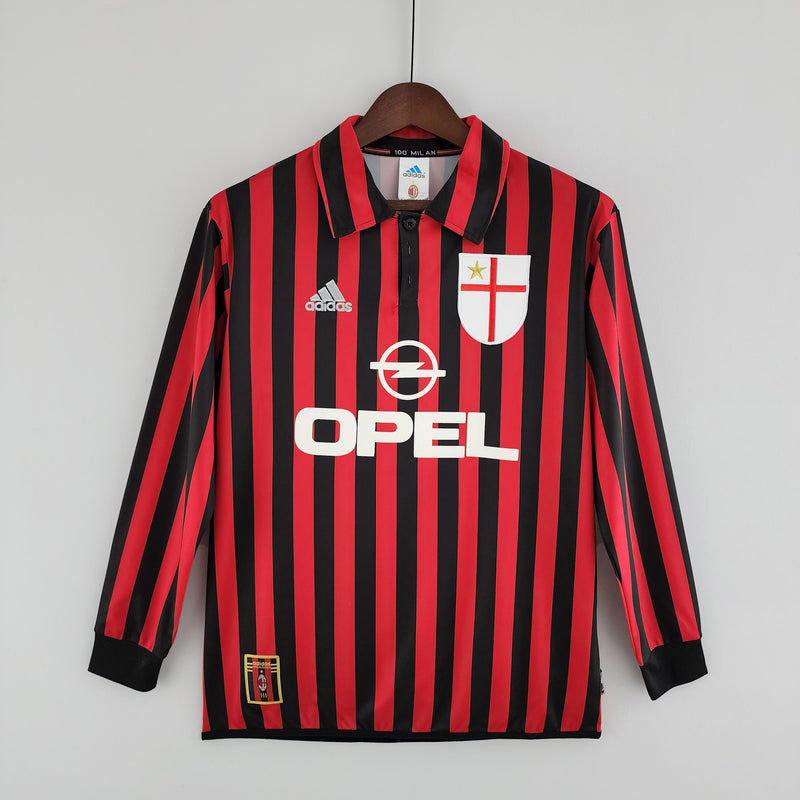 Camisa Retrô Milan 1999/2000 I Home - Manga Longa Adidas