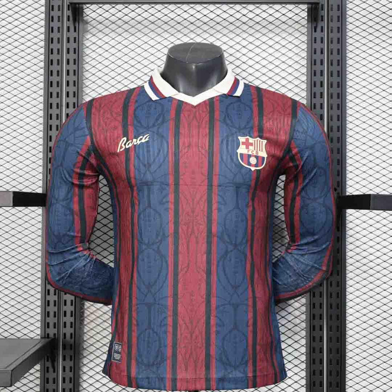 Camisa Barcelona 2025/26 Edição Especial Retrô - Jogador Manga Longa