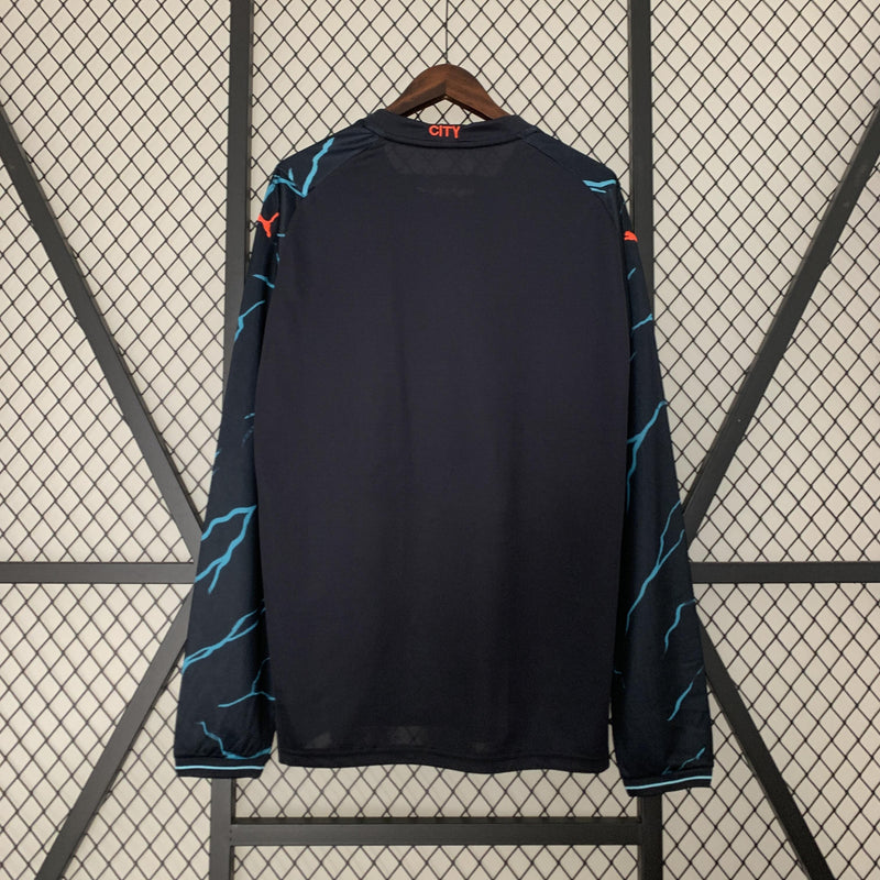 Camisa Manchester City 2023/24 III Third - Torcedor Manga Longa - Preta