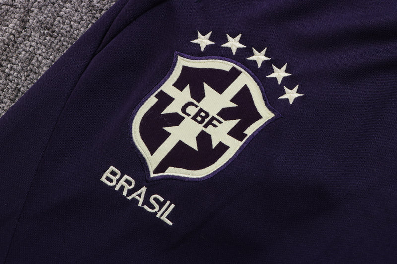 22/23 Conjunto Treino Brasil - Frio Zíper Curto - Verde Liso