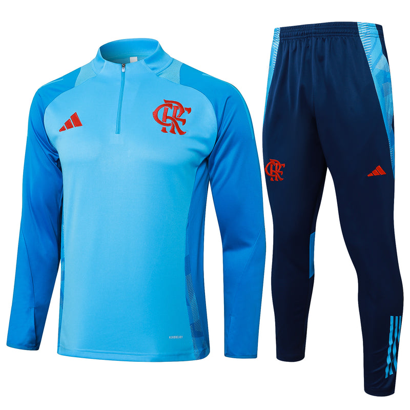 25/26 Conjunto Treino Flamengo - Frio Zíper Curto - Azul Claro
