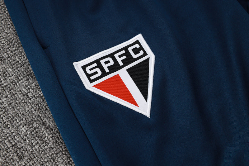 24/25 Conjunto Treino São Paulo - Frio Zíper Curto - Bege e Azul