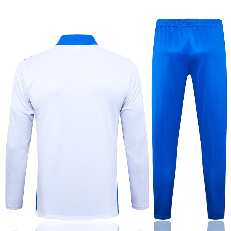 24/25 Conjunto Treino Brasil - Zíper Curto - Branco com Azul