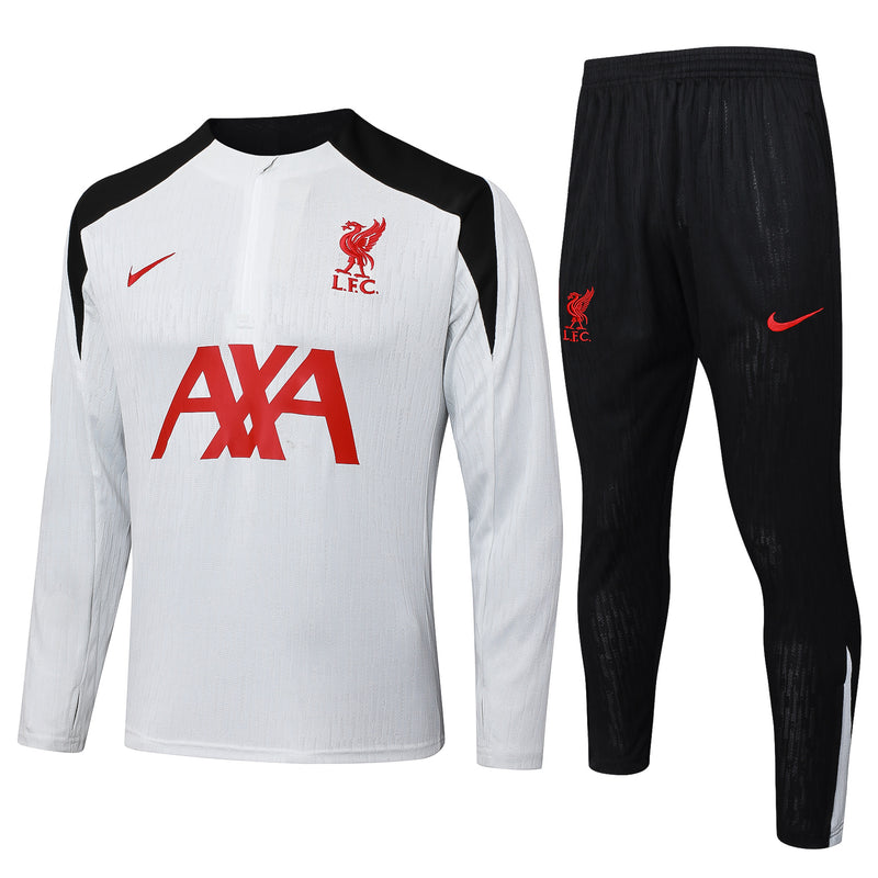25/26 Conjunto Treino Liverpool - Frio Zíper Curto - Branco