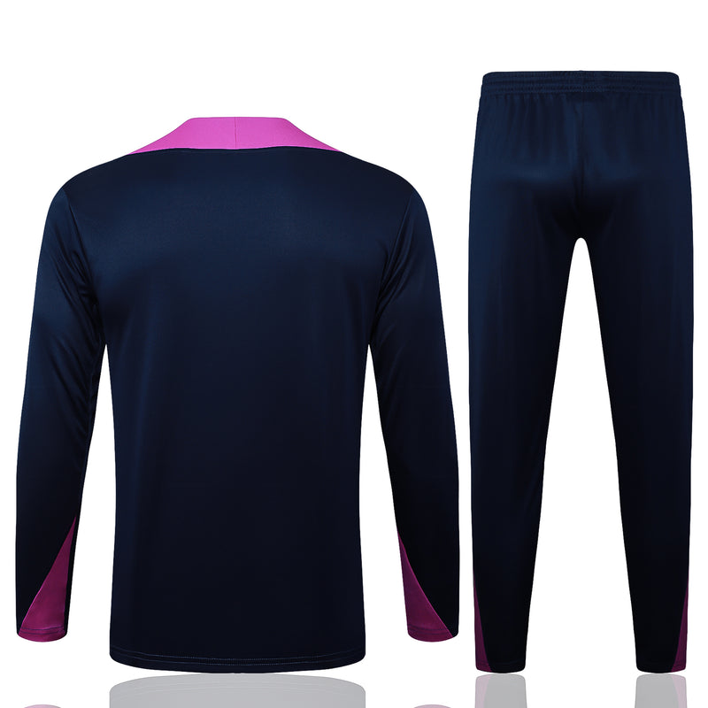 25/26 Conjunto Treino Barcelona - Frio Zíper Curto - Roxo Escuro