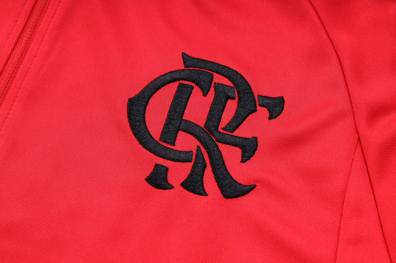 23/24 Conjunto Treino Flamengo - Frio Zíper Curto - Todo Vermelho