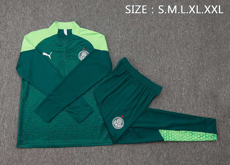 24/25 Conjunto Treino Palmeiras - Frio Zíper Curto - Verde Escuro