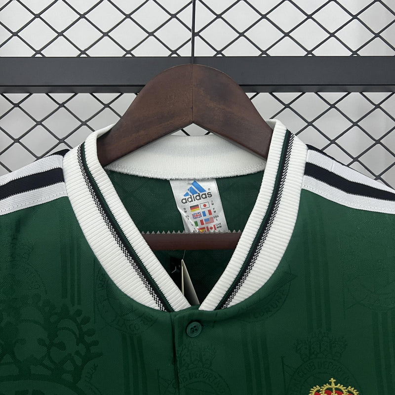 Camisa Retrô Deportivo La Corunã Manga Longa Adidas Verde