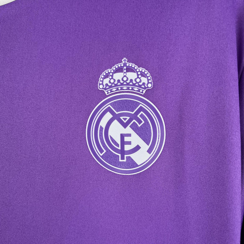 Camisa Retrô Real Madrid 2016/17 II Away - Roxa - Manga Longa Adidas