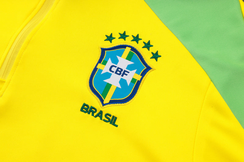 24/25 Conjunto Treino Brasil - Frio Zíper Curto - Amarelo