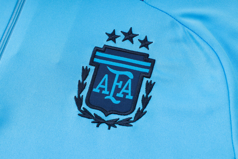 24/25 Conjunto Treino Argentina - Frio Zíper Curto - Azul e Roxo