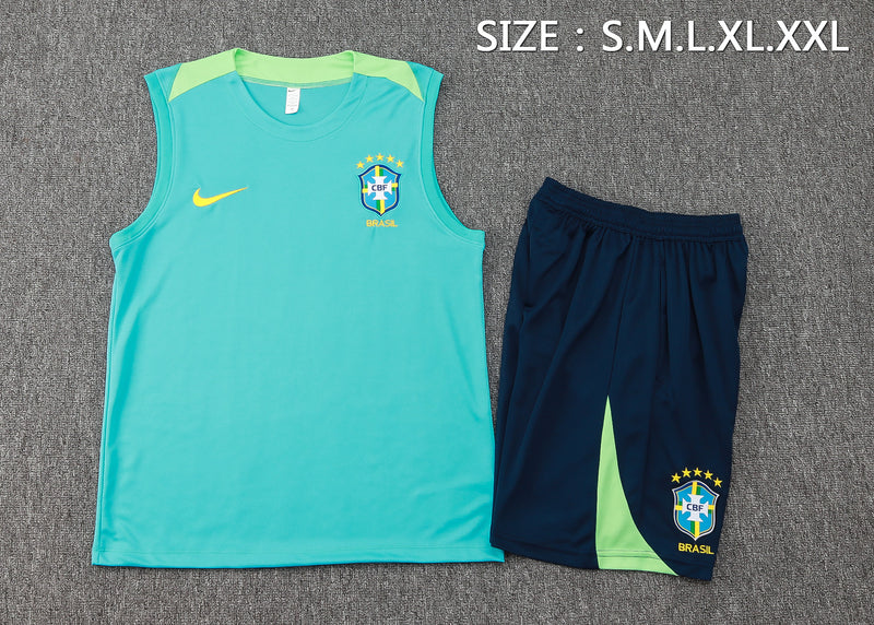 24/25 Conjunto Treino Brasil - Regata - Azul Esverdeado