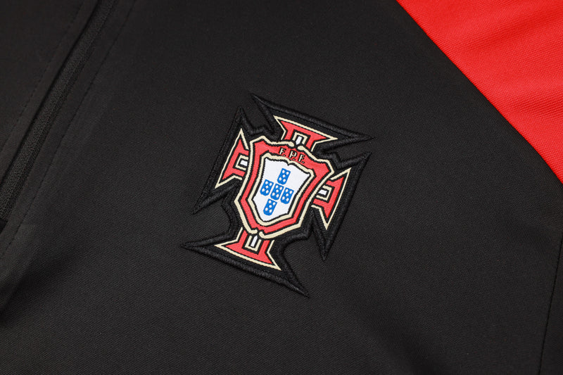 24/25 Conjunto Treino Portugal - Frio Zíper Curto - Preto