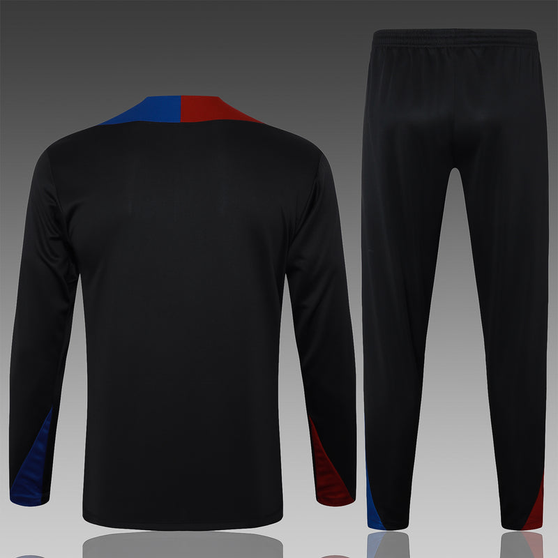 23/24 Conjunto Treino Barcelona - Frio Zíper Curto - Preto