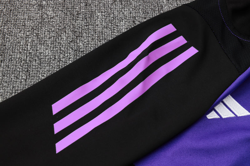 24/25 Conjunto Treino Alemanha - Frio Zíper Curto - Roxo Com Preto