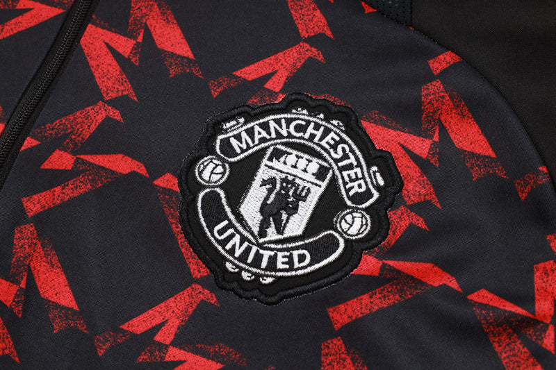 24/25 Conjunto Treino Manchester United - Frio Zíper Curto - Vermelho