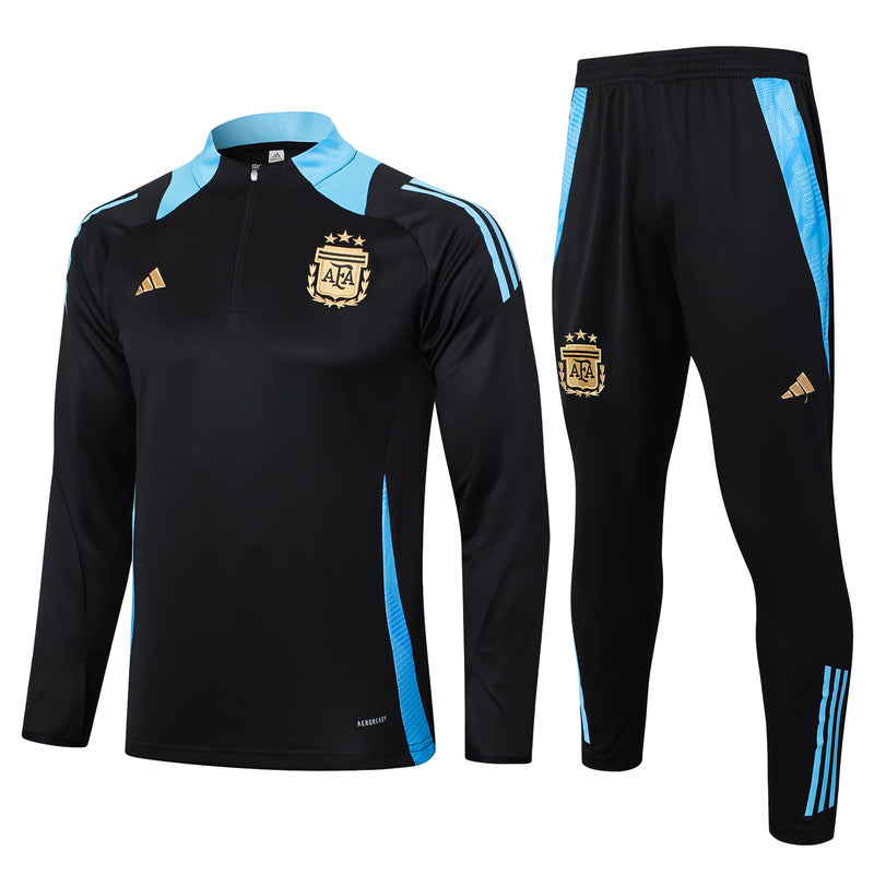 24/25 Conjunto Treino Argentina - Frio Zíper Curto - Preto