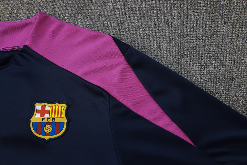 25/26 Conjunto Treino Barcelona - Frio Zíper Curto - Roxo Escuro