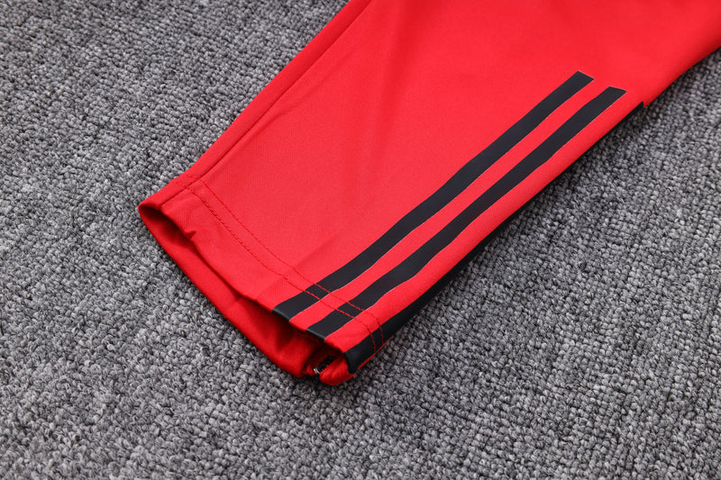 23/24 Conjunto Treino Flamengo - Frio Zíper Curto - Todo Vermelho