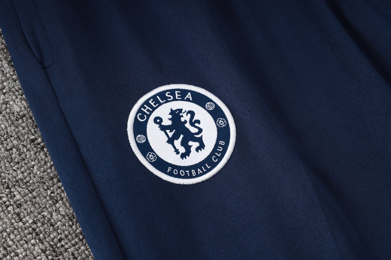23/24 Conjunto Treino Chelsea - Frio Zíper Curto - Azul Celeste