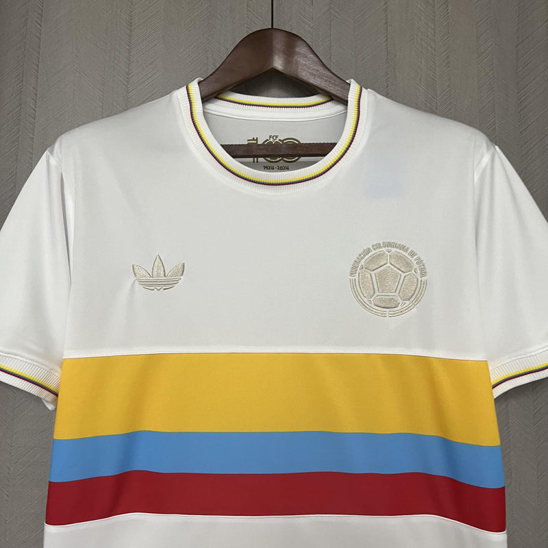 Camisa Colômbia 24/25 Edição Especial 100 Anos - Torcedor - Branca